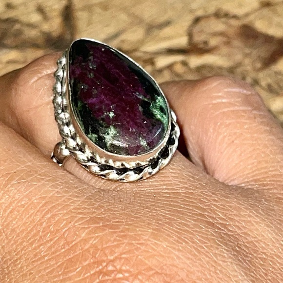 Ruby Zoisite Ring Size 7 1/4 - Picture 5 of 8